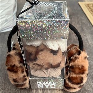 Madden NYC Leopard Print Earmuffs with 3 hair ties